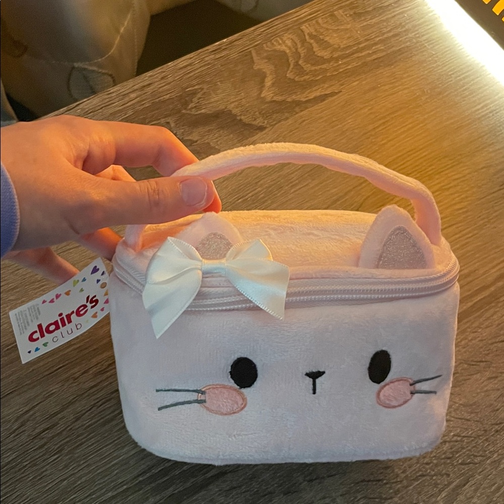 NWT Claire's Pink Cat Plush Handbag